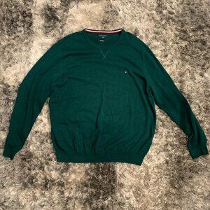 Tommy Hilfiger Green V Neck Cotton Long Sleeve Sweater XXL